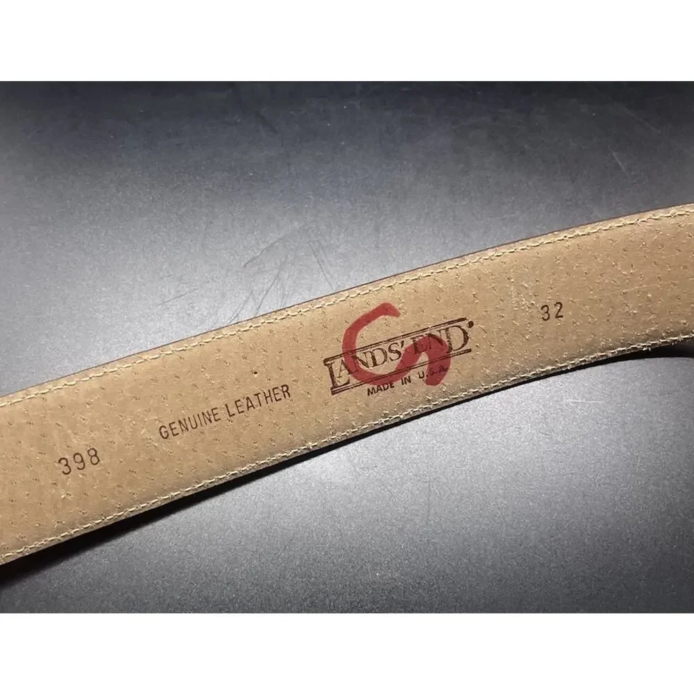 VTG Lands' End Genuine Leather Suede Belt Women's Size 37 USA 398 Tan